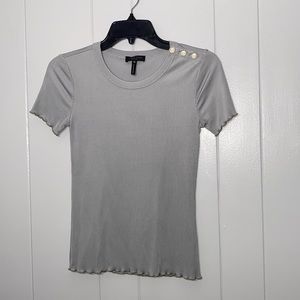 Rag & Bone Women’s Gray Short Sleeve Ribbed Blouse 3 Button Detail Size XS